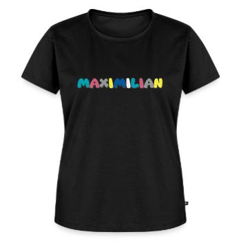 Name - Maximilian - Women's Premium Organic T-shirt - black - Front - Selfina (174cm)
