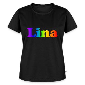 Lina - Frauen Premium Bio T-Shirt - Schwarz - Vorne - Selfina (174cm)