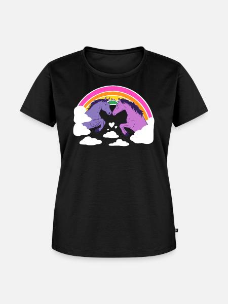 Duell der Einhörner - Frauen Premium Bio T-Shirt - Schwarz