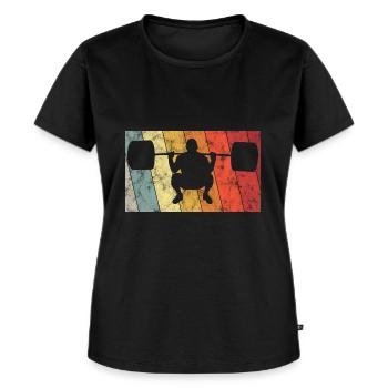 Bodybuilding Bodybuilder GYM Fitnessstudio Retro - Frauen Premium Bio T-Shirt - Schwarz - Vorne - Selfina (174cm)