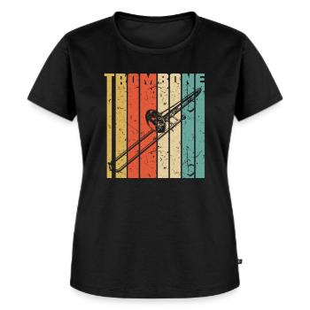 Posaune Trompete - Frauen Premium Bio T-Shirt - Schwarz - Vorne - Selfina (174cm)