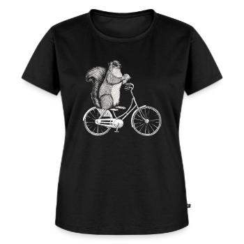 Eichhörnchen Fahrrad - Frauen Premium Bio T-Shirt - Schwarz - Vorne - Selfina (174cm)