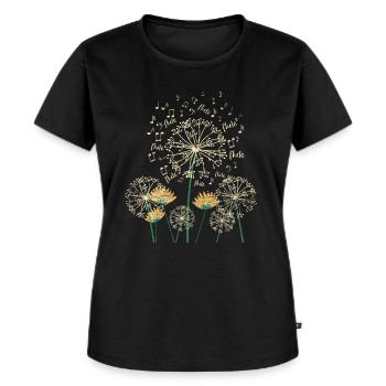 Flöte Pusteblume - Frauen Premium Bio T-Shirt - Schwarz - Vorne - Selfina (174cm)