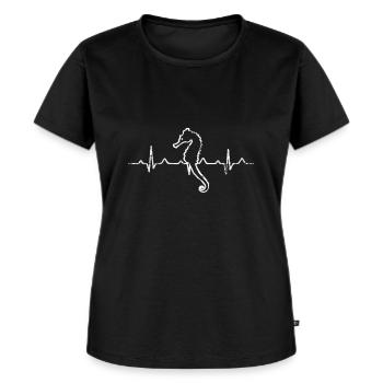 Seepferdchen Herzschlag - Frauen Premium Bio T-Shirt - Schwarz - Vorne - Selfina (174cm)