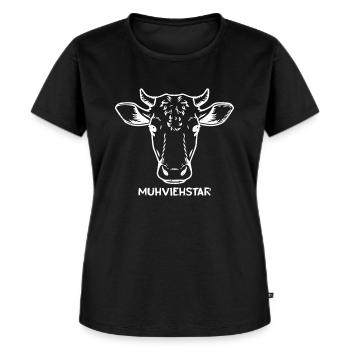 Lustiges Muhviehstar Landwirt Kuh Kühe Rindvieh - Frauen Premium Bio T-Shirt - Schwarz - Vorne - Selfina (174cm)
