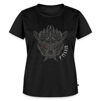 Fenriswolf Wikinger Wolf Fenrir - Frauen Premium Bio T-Shirt - Schwarz - Vorne - Selfina (174cm)