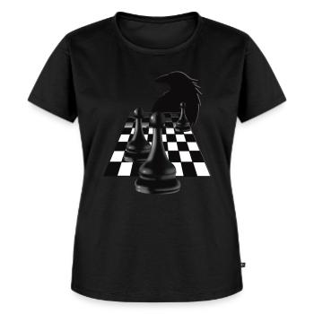 Surreale Schachkrähe - Frauen Premium Bio T-Shirt - Schwarz - Vorne - Selfina (174cm)