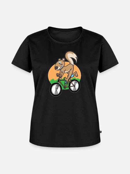 Eichhörnchen Fahrrad Streifenhörnchen - Frauen Premium Bio T-Shirt - Schwarz