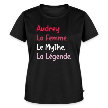 La femme le mythe la légende audrey - T-shirt Premium bio Femme - noir - Devant - Selfina (174cm)