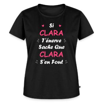 clara - T-shirt Premium bio Femme - noir - Devant - Selfina (174cm)