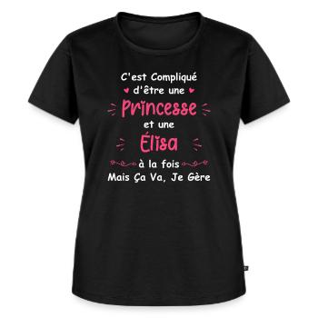 Elisa - T-shirt Premium bio Femme - noir - Devant - Selfina (174cm)