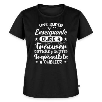 Une Super Enseignante - Cadeau enseignante - T-shirt Premium bio Femme - noir - Devant - Selfina (174cm)