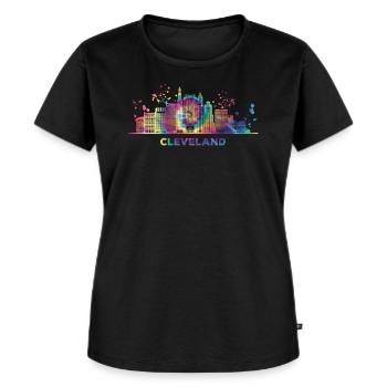 Clevelander Skyline Cleveland - T-shirt Premium bio Femme - noir - Devant - Selfina (174cm)