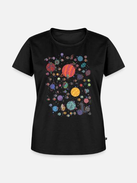 Space Planet Galaxie Grafik - Frauen Premium Bio T-Shirt - Schwarz