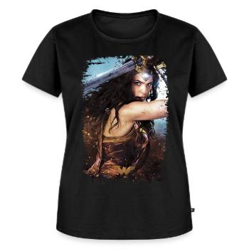 Wonder Woman Vintage Porträt - Frauen Premium Bio T-Shirt - Schwarz - Vorne - Selfina (174cm)