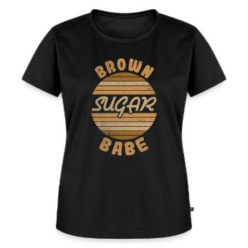 Brown Sugar Babe Vintage Brown Skin Color Histoire - T-shirt Premium bio Femme - noir - Devant - Selfina (174cm)