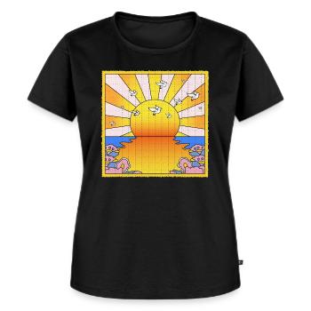 Feuille de Buvard LSD California Orange Sunshine - T-shirt Premium bio Femme - noir - Devant - Selfina (174cm)
