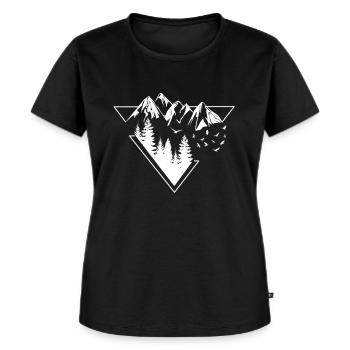 Natur Dreieck Berge Wald Typ 1h - Frauen Premium Bio T-Shirt - Schwarz - Vorne - Selfina (174cm)
