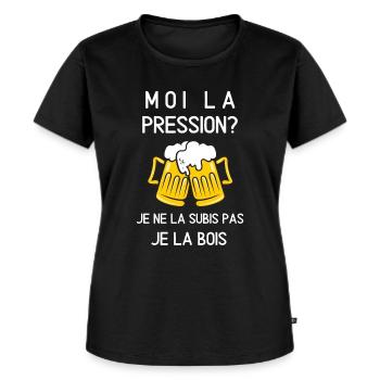 moi la pression je ne la subis pas je la bois - T-shirt Premium bio Femme - noir - Devant - Selfina (174cm)