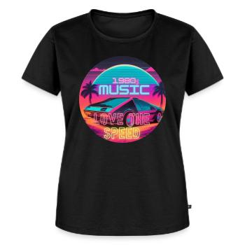 1980s Car Motive Retro Arcade Style - Frauen Premium Bio T-Shirt - Schwarz - Vorne - Selfina (174cm)