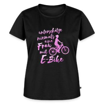 e bike Fahrrad Frau Geschenk e bike - Frauen Premium Bio T-Shirt - Schwarz - Vorne - Selfina (174cm)