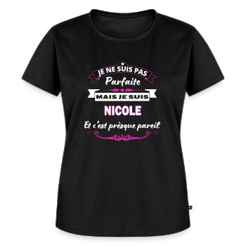 je ne suis pas Parfaite Nicole - T-shirt Premium bio Femme - noir - Devant - Selfina (174cm)