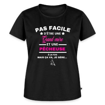 pas facile d'être plombière et Grand-mère - T-shirt Premium bio Femme - noir - Devant - Selfina (174cm)