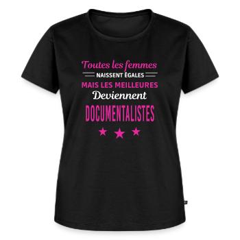 femmes naissent les meilleurs documentalistes - T-shirt Premium bio Femme - noir - Devant - Selfina (174cm)