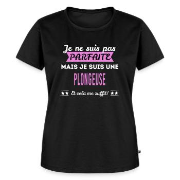 Je ne suis pas parfaite plongeuse - T-shirt Premium bio Femme - noir - Devant - Selfina (174cm)