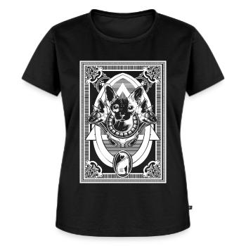 Sphynx - Frauen Premium Bio T-Shirt - Schwarz - Vorne - Selfina (174cm)