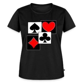 Karten , Pokerkarten Kreuz Pik Herz Karo - Frauen Premium Bio T-Shirt - Schwarz - Vorne - Selfina (174cm)