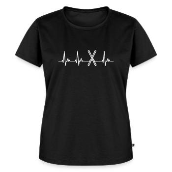 Ski ski ski ski ligne de coeur - T-shirt Premium bio Femme - noir - Devant - Selfina (174cm)