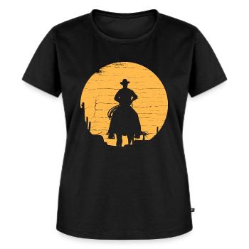 Country Western Wild West Cowboy - Women's Premium Organic T-shirt - black - Front - Selfina (174cm)