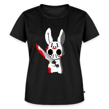Evil rabbit with mask and knife - Women's Premium Organic T-shirt - black - Front - Selfina (174cm)