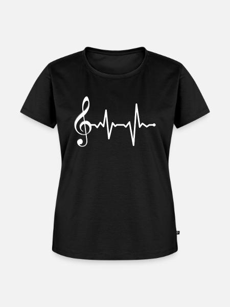 Herzschlag-Taste - Frauen Premium Bio T-Shirt - Schwarz