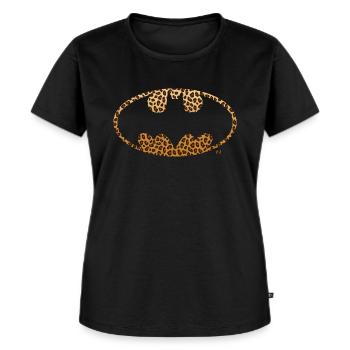Batman Bat Signal Leoprint Logo - Frauen Premium Bio T-Shirt - Schwarz - Vorne - Selfina (174cm)