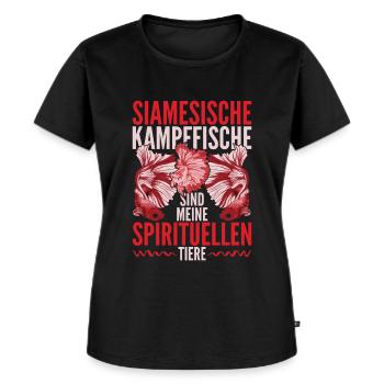 Tierliebhaber Lustiges Siamesischer Kampffisch - Frauen Premium Bio T-Shirt - Schwarz - Vorne - Selfina (174cm)