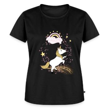 Einhorn - Frauen Premium Bio T-Shirt - Schwarz - Vorne - Selfina (174cm)