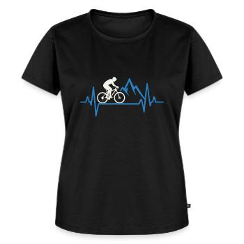 Mountainbike Herzschlag – MTB Liebe - Frauen Premium Bio T-Shirt - Schwarz - Vorne - Selfina (174cm)