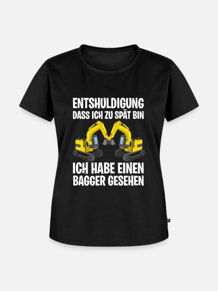 Funny excavator Bagger - Frauen Premium Bio T-Shirt - Schwarz