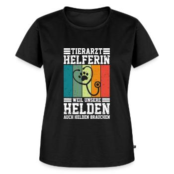 Tierarzthelferin Helden Brauchen Helden Tiere - Frauen Premium Bio T-Shirt - Schwarz - Vorne - Selfina (174cm)