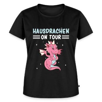 Hausdrachen On Tour - Frauen Premium Bio T-Shirt - Schwarz - Vorne - Selfina (174cm)
