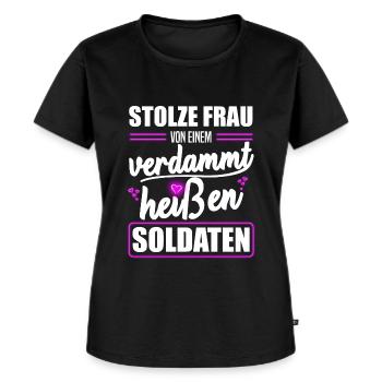 Soldat, Frau, Freundin, Soldatenfrau, Soldaten - Frauen Premium Bio T-Shirt - Schwarz - Vorne - Selfina (174cm)