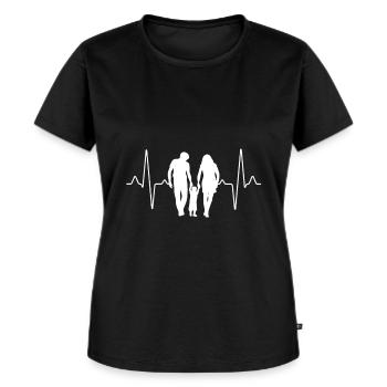 Familie Herzschlag - Frauen Premium Bio T-Shirt - Schwarz - Vorne - Selfina (174cm)