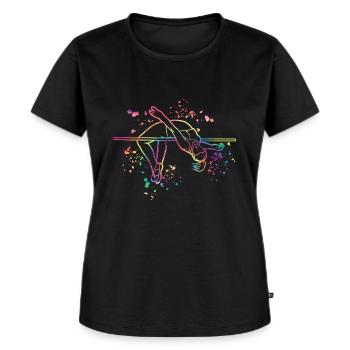 Hochspringer Wasserfarben Hochsprung - Frauen Premium Bio T-Shirt - Schwarz - Vorne - Selfina (174cm)