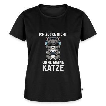 Ik gok niet zonder mijn kat - Vrouwen Premium Bio T-shirt - zwart - Voor - Selfina (174cm)