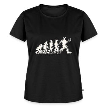Evolution zum Fußballspieler - Frauen Premium Bio T-Shirt - Schwarz - Vorne - Selfina (174cm)