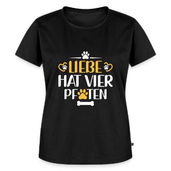 Liebe hat Vier Pfoten - Haustiere Hund Hunde Mama - Frauen Premium Bio T-Shirt - Schwarz - Vorne - Selfina (174cm)