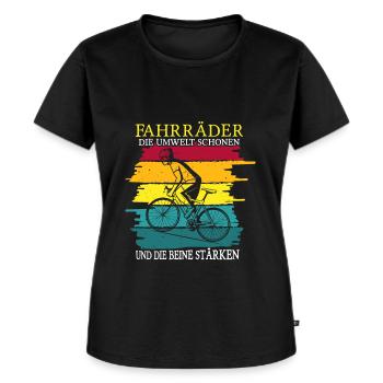 Cooles Mountainbiker Biker Fahrrad Motiv - Frauen Premium Bio T-Shirt - Schwarz - Vorne - Selfina (174cm)
