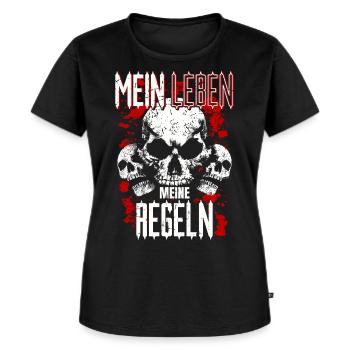 Mein Leben Meine Regeln - cooler Spruch - Frauen Premium Bio T-Shirt - Schwarz - Vorne - Selfina (174cm)